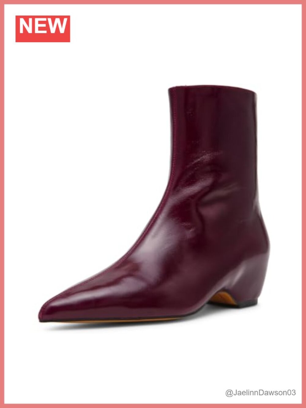 Womens Pointed Toe Block Heel Ankle Bootie Leather Fall Boot